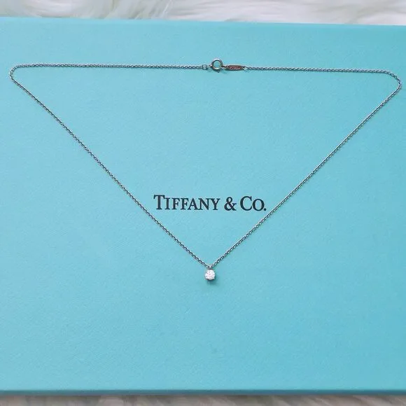 🩵SOLD🩵Tiffany & Co. Round Diamond Solitaire 0.25 ct Platinum Chain Necklace - Picture 4 of 9